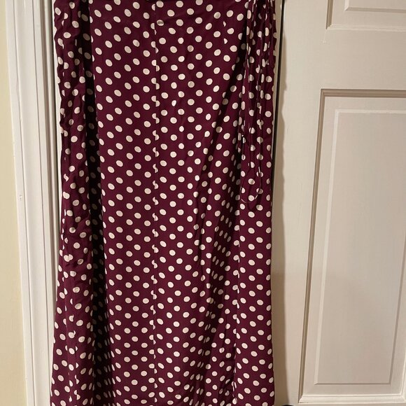 Rouje Gloria Burgundy Red Polka Dot Wrap Skirt 44 12 - Picture 6 of 8